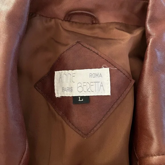 Super soft vintage leather brown men’s bomber jacket Anne Beretta L